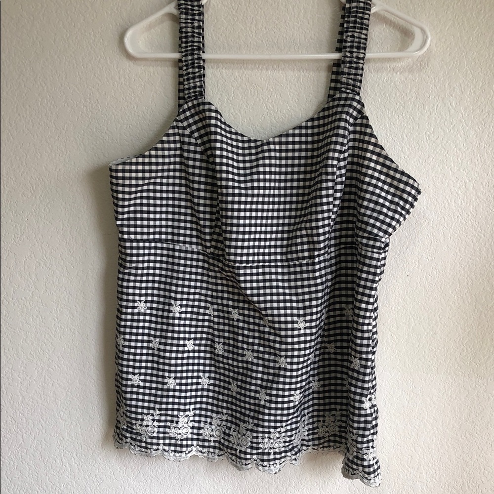 Black and White Gingham Women's Top crochette xl